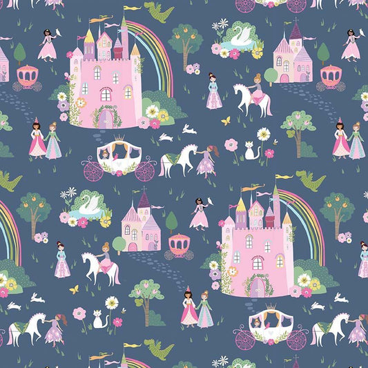 Princess Castle Fabric, Enchanted, STELLA-D3451, BIJOU Dear Stella, Quilting Cotton, Fairy Tale
