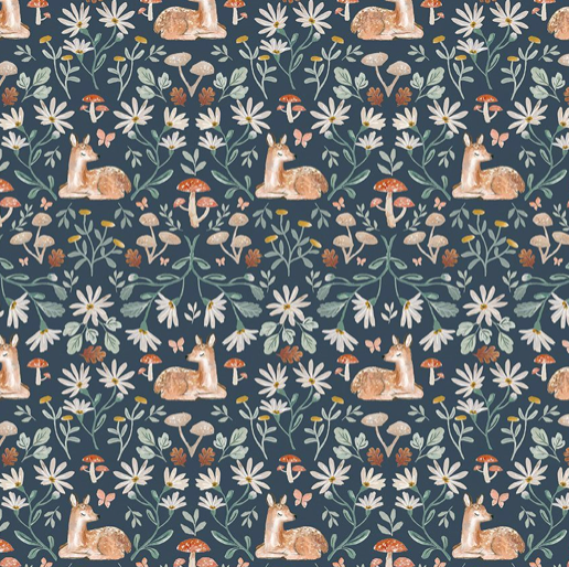 Fat Quarter Bundle, Woodland Fabric, Willow, 7 piece, Dear Stella, Quilting Weight, Cotton, Mushrooms, Fawn, Bunnies, Hedgehogs