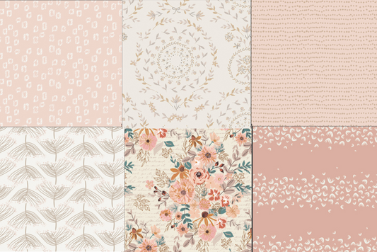 Blush Pinks, Florals, Fat Quarter Bundle, Cotton Fabric, Art Gallery Fabrics, Soft tones, curated bundle (Copy)