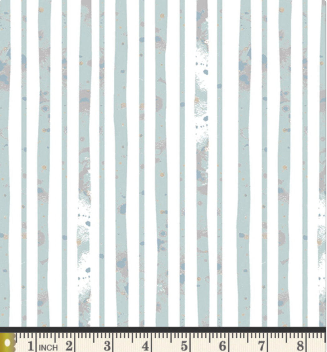 Woodland Fabric, Tree Stripes, Art Gallery Fabrics, Blithe, Glacier Path Aqua, Birch