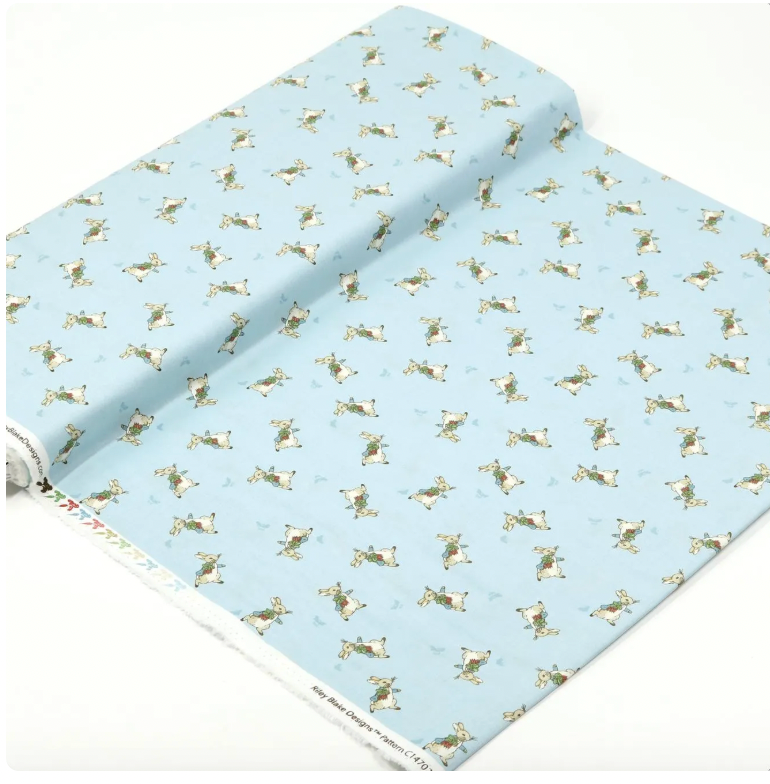 The Tale of Peter Rabbit, Peter Toss Blue, Riley Blake designs, Beatrix Potter, baby fabric, quilting weight cotton, light blue, bunny
