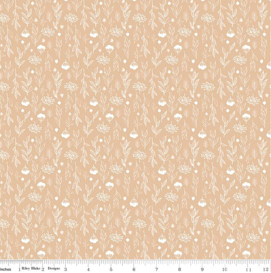 Evening on the Prairie Beige Floral Sprigs Cotton Fabric - Riley Blake Designs
