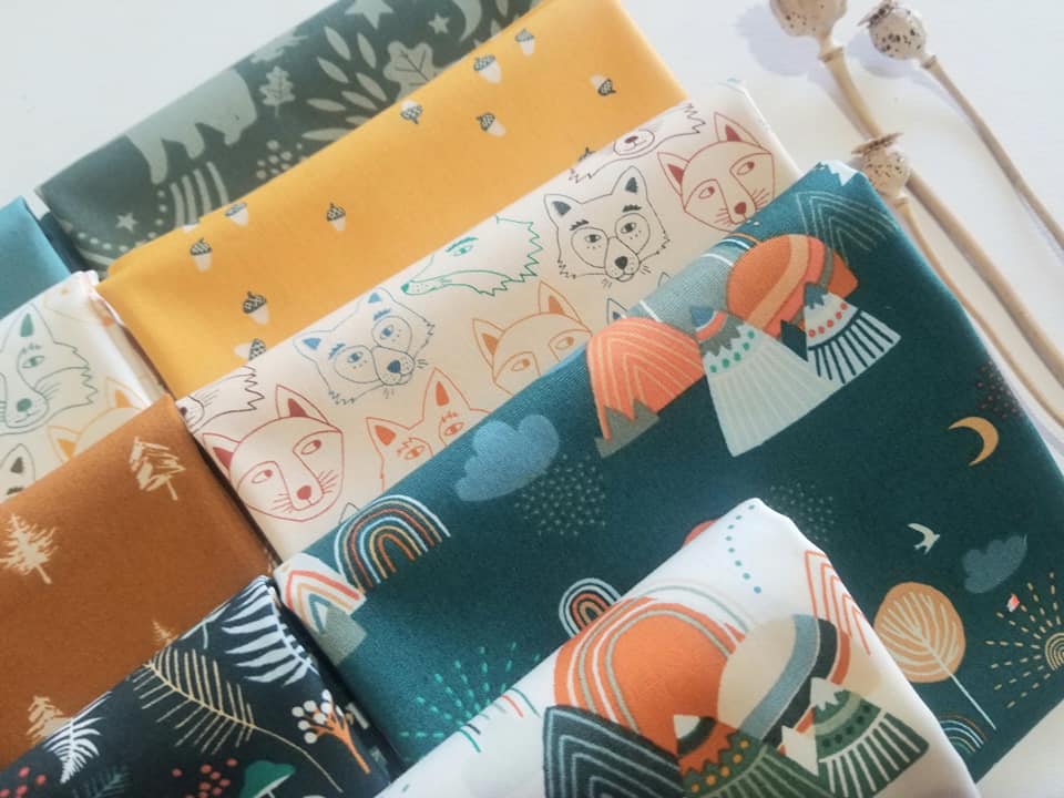 Woodland Fabric Bundle, Art Gallery Fabrics, Fox, Deer, Timblerline, 9 piece, Quilting Cotton, Jessica Swift