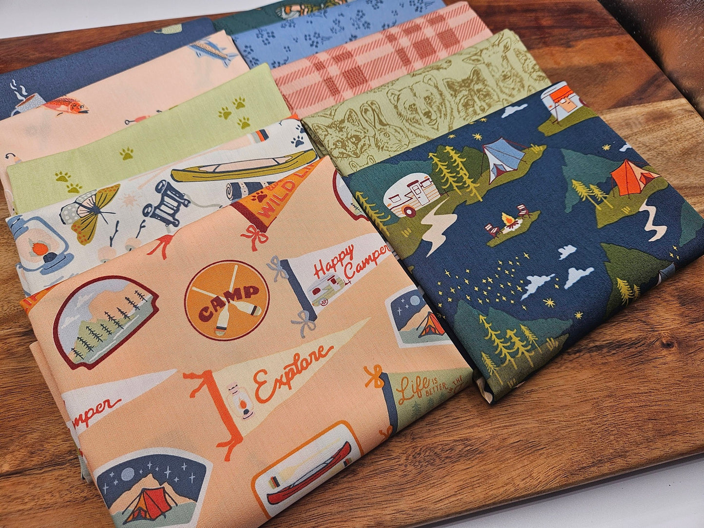 Happy Camper Cotton Fabric Bundle, Quilting Fabrics, Art Gallery Fabrics, 10 pieces