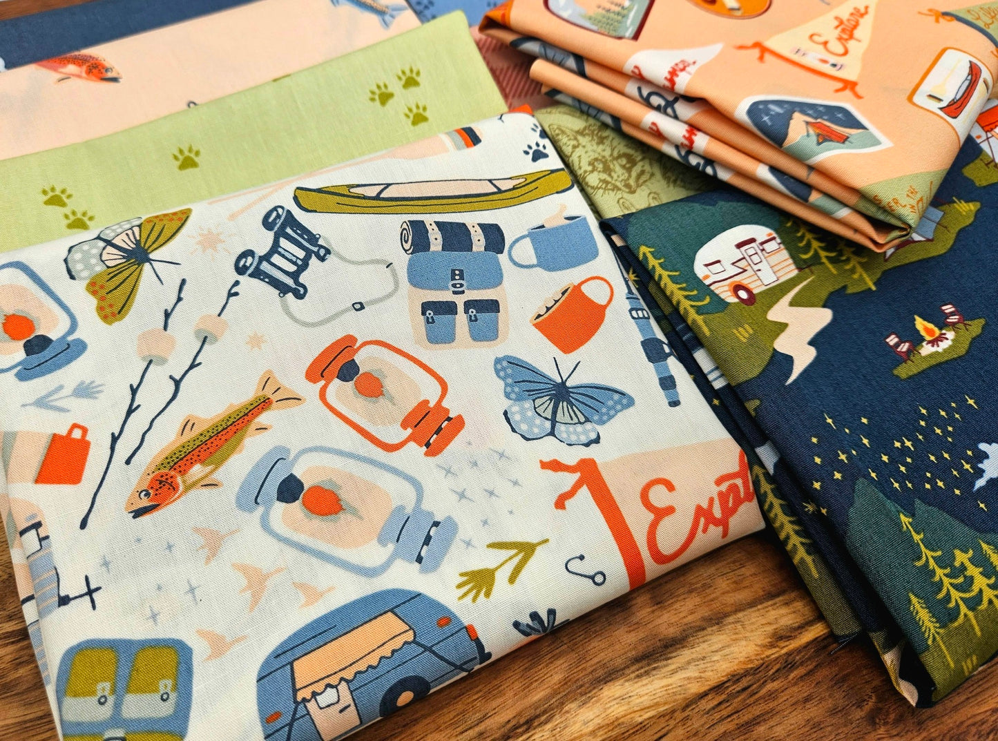 Happy Camper Cotton Fabric Bundle, Quilting Fabrics, Art Gallery Fabrics, 10 pieces