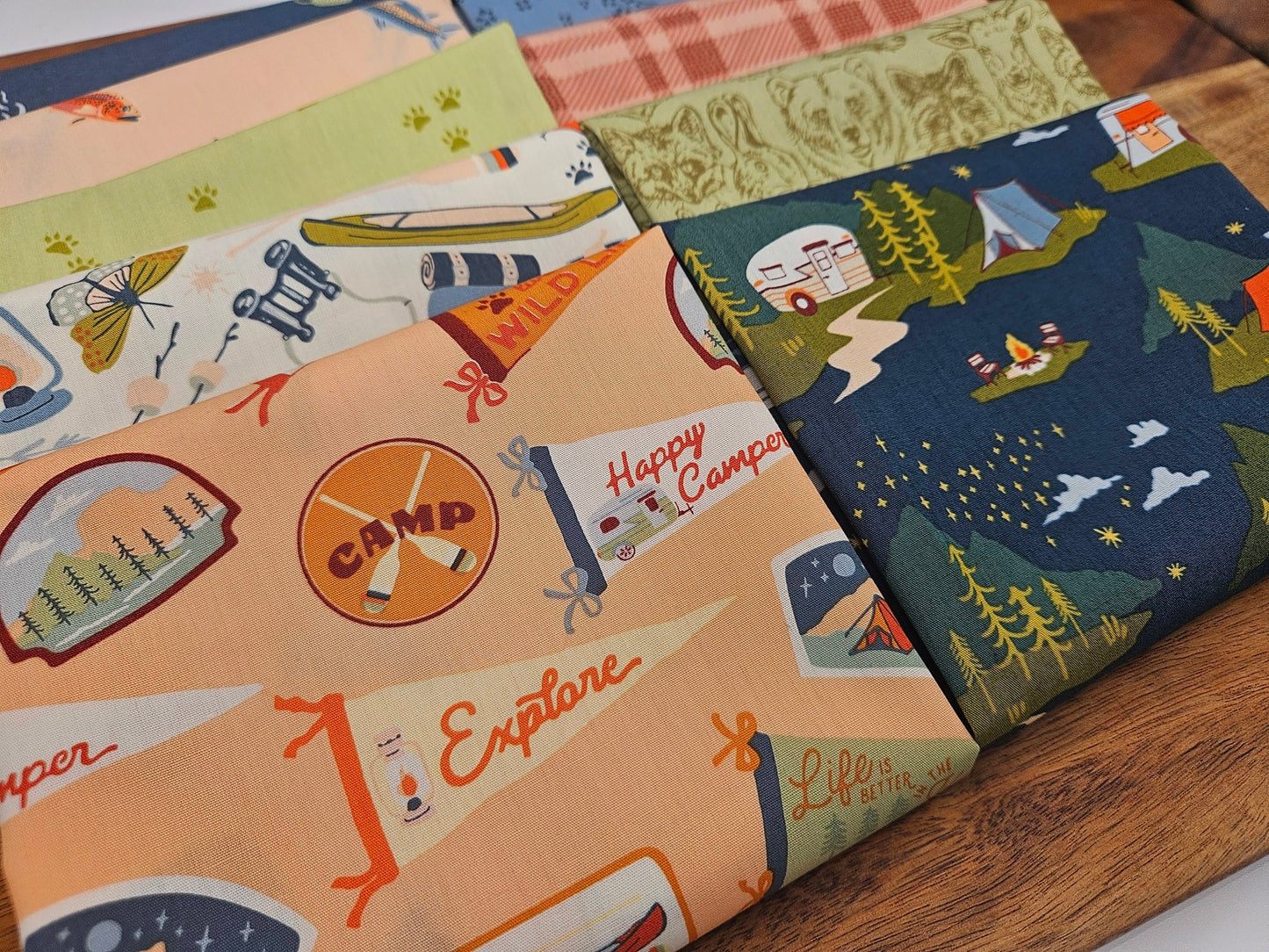 Happy Camper Cotton Fabric Bundle, Quilting Fabrics, Art Gallery Fabrics, 10 pieces