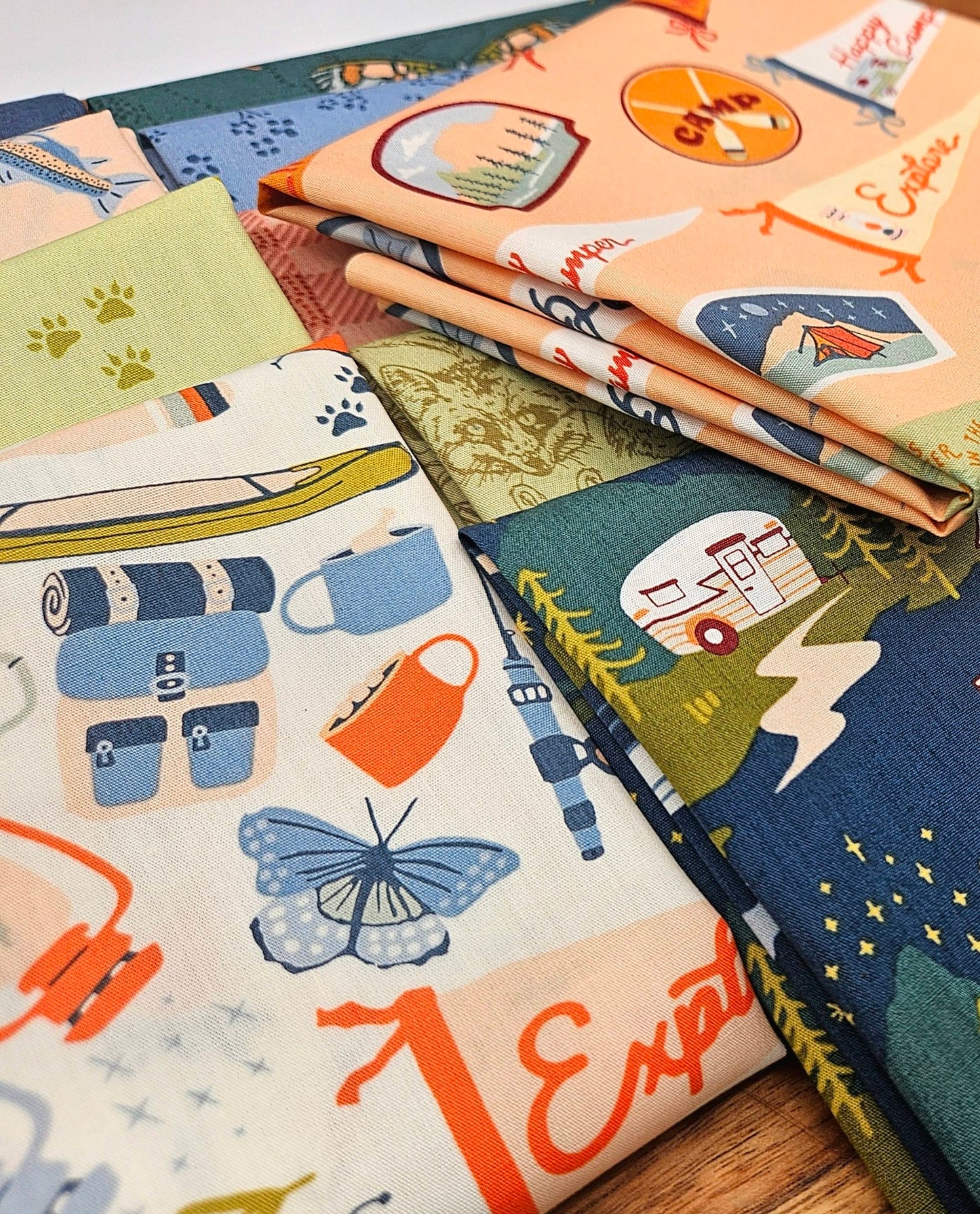 Happy Camper Cotton Fabric Bundle, Quilting Fabrics, Art Gallery Fabrics, 10 pieces