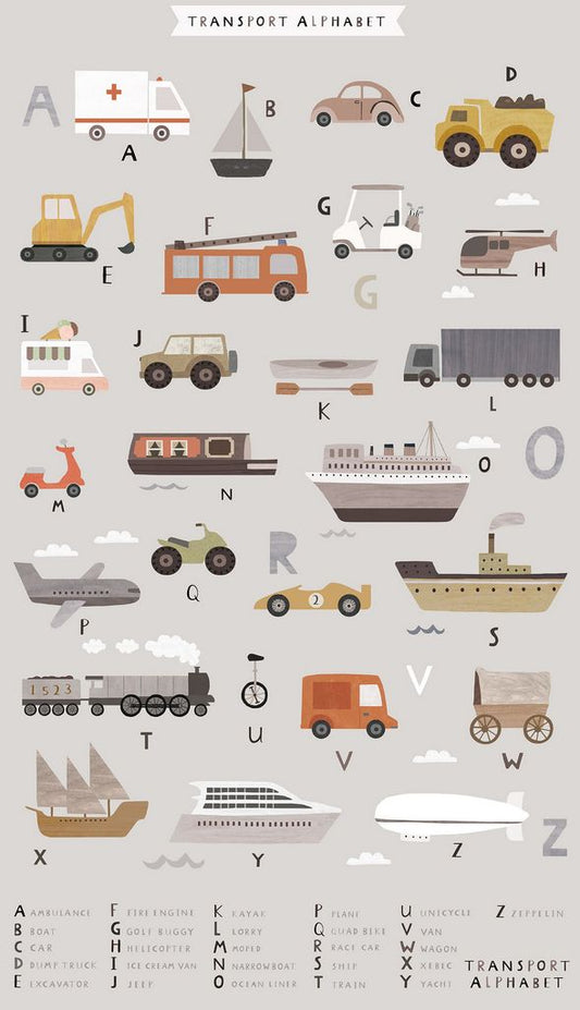 24" WIDE ARE WE THERE YET PANEL, Cars, Trucks, and Vehicles, Boy Fabric