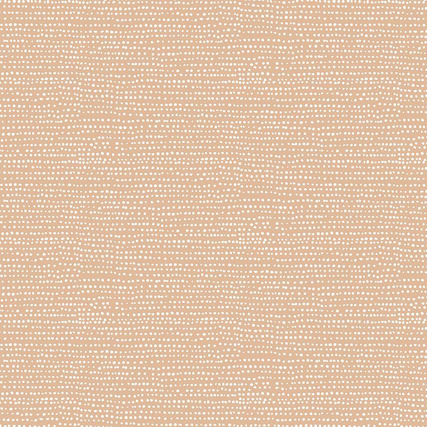 Warm beige 100% cotton quilting fabric with small white organic dots, Moonscape collection by Dear Stella Designs.
