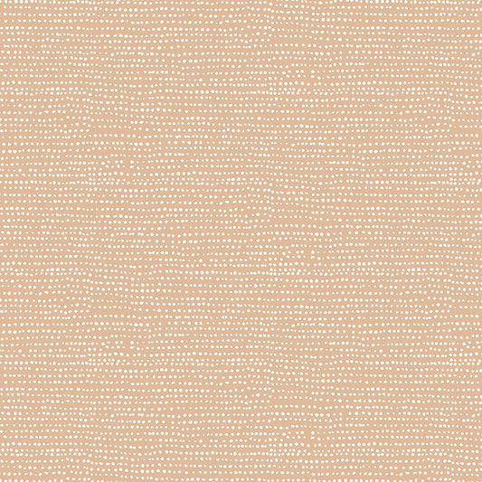Warm beige 100% cotton quilting fabric with small white organic dots, Moonscape collection by Dear Stella Designs.