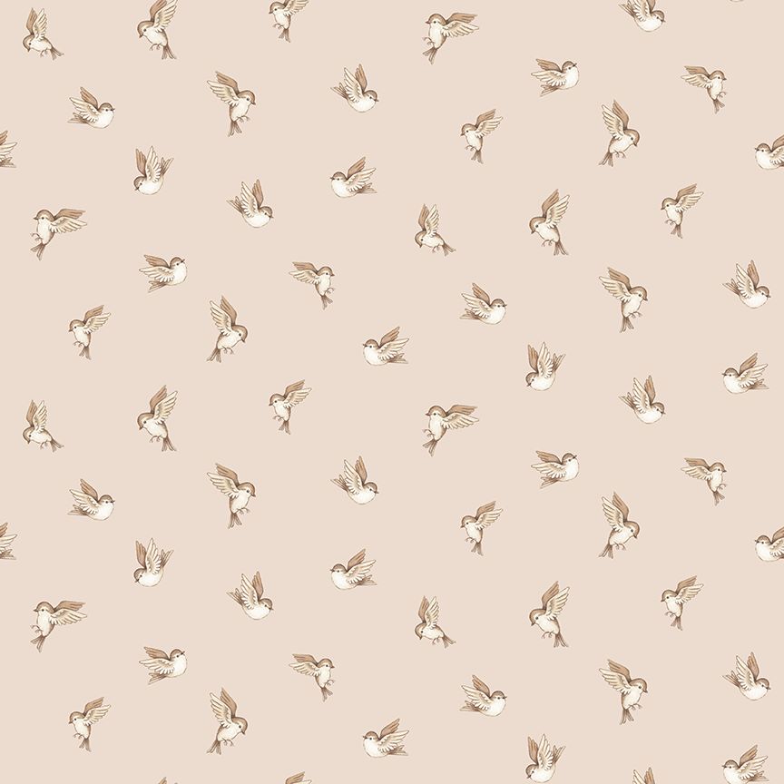 Pattern of small birds on a beige background