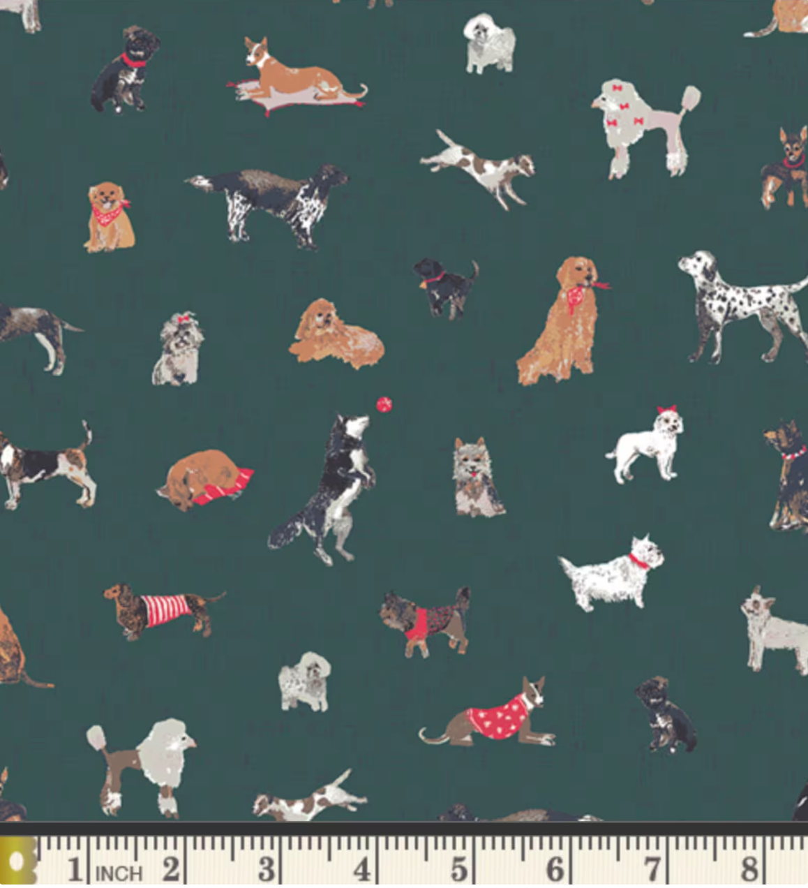 Copy of Animal TracksDog Fabric, Santa's Good List, Wintertale, Art Gallery Fabric, Dalmation, Lab, poodle, Husky