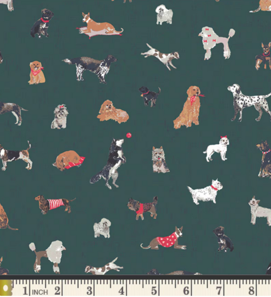 Copy of Animal TracksDog Fabric, Santa's Good List, Wintertale, Art Gallery Fabric, Dalmation, Lab, poodle, Husky