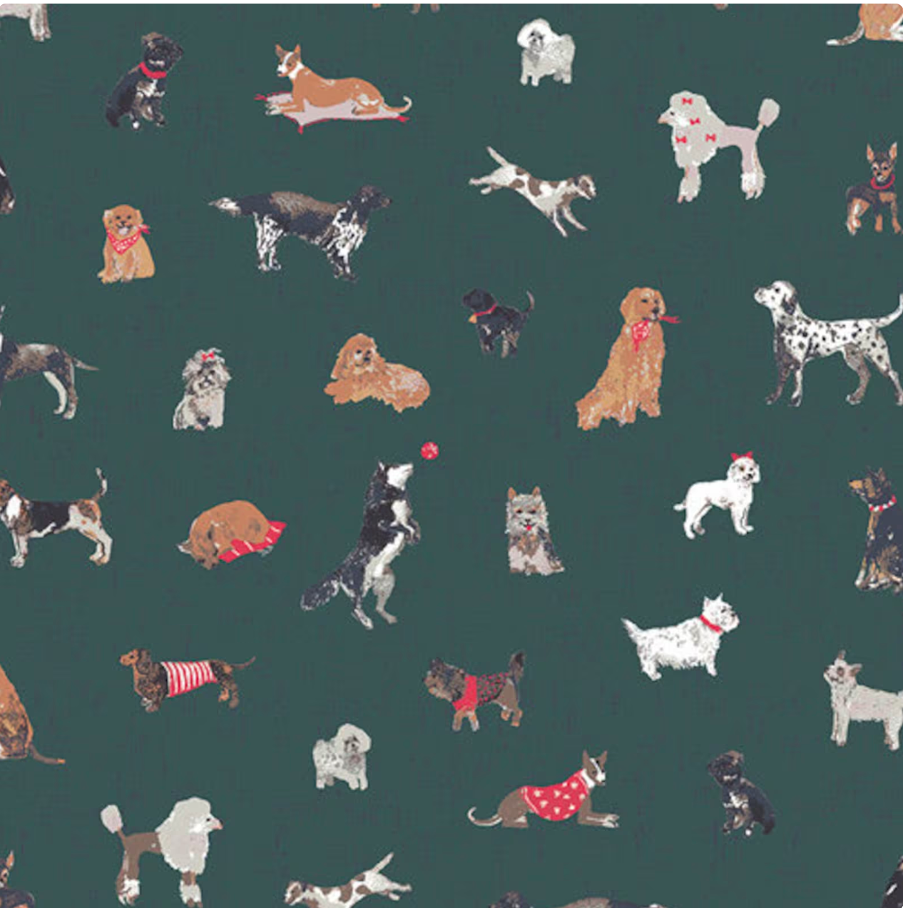 Copy of Animal TracksDog Fabric, Santa's Good List, Wintertale, Art Gallery Fabric, Dalmation, Lab, poodle, Husky