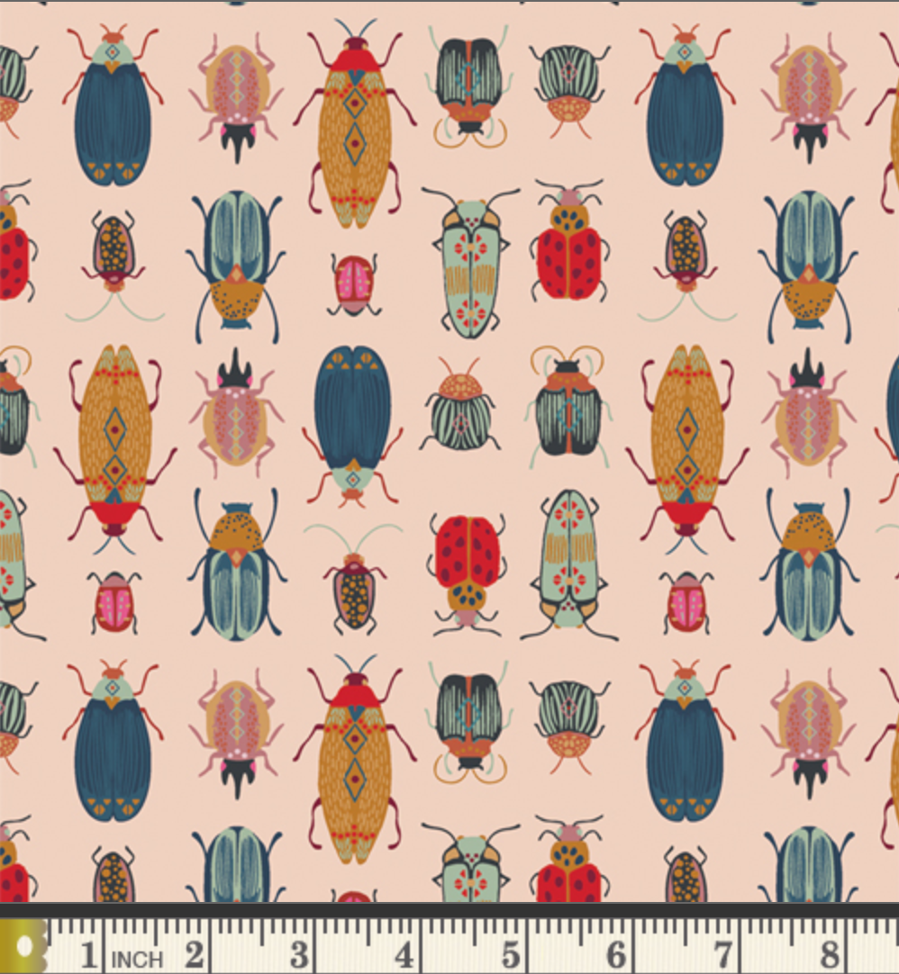 Insects, beetle fabric, Renewal, Maven by Art Gallery Fabrics, Maureen Cracknell, quilting cotton