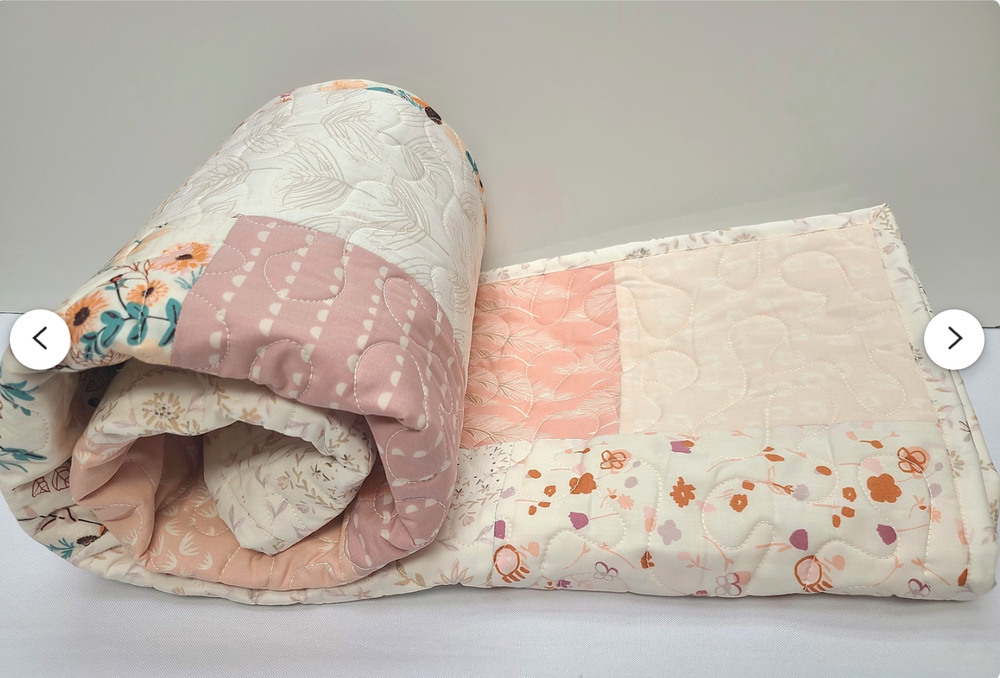 Farmhouse Baby Girl Quilt, Heirloom Quality, Crib Quilt, Patchwork, Blush Pink, Cream, Light Coral, Mauve, Handmade, Nursery