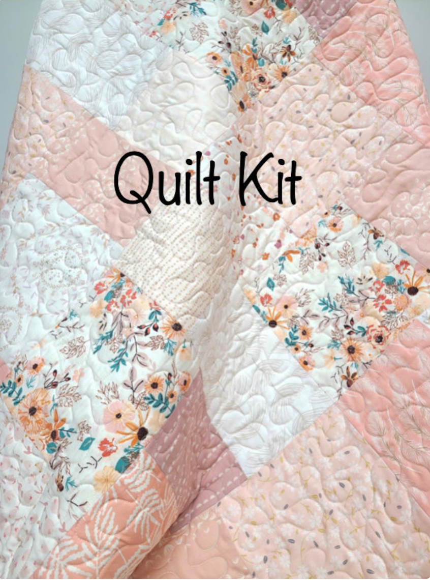 Quilt Kit, Farmhouse Style, Baby Girl, Heirloom Quality, Crib Quilt, Patchwork, Blush Pink, Cream, Light Coral, Mauve, Nursery, DIY