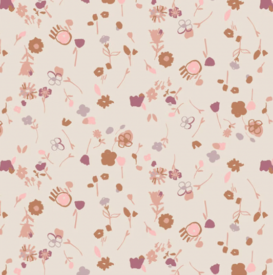 Floral Fabric, Pink, Art Gallery Fabric, Budding Artist, Lilliput, Premium Quilting Cotton, blender, soft tones