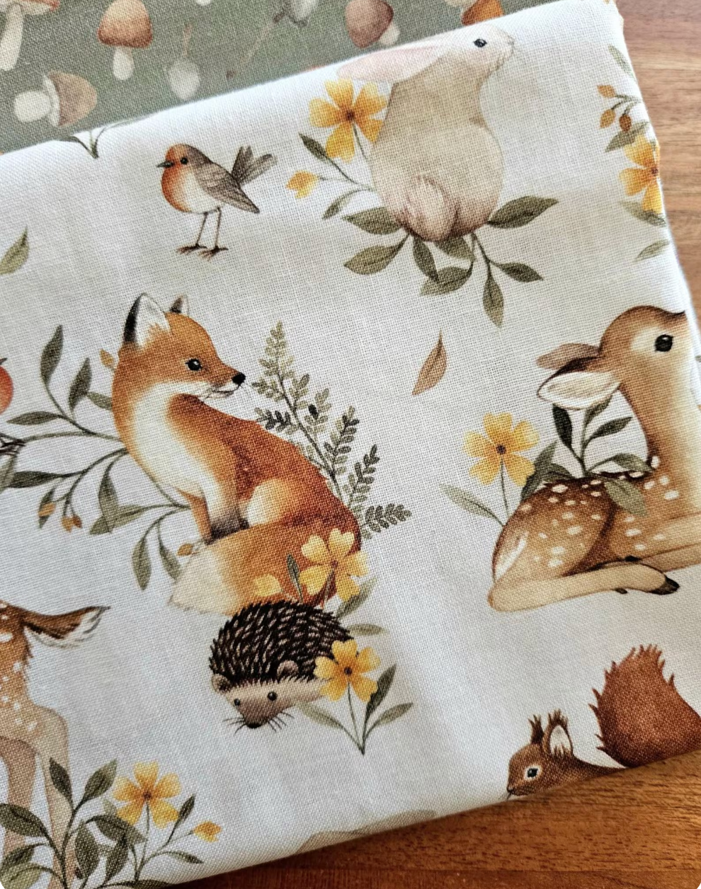 Woodland Fabric Fat Quarter Bundle, Fawns, Mushrooms, Gray Cotton, 4 piece, Dear Stella, Quilting Weight, Cotton