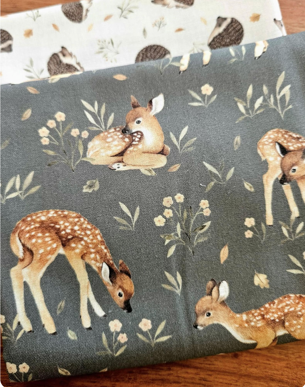 Woodland Fabric Fat Quarter Bundle, Fawns, Mushrooms, Gray Cotton, 4 piece, Dear Stella, Quilting Weight, Cotton