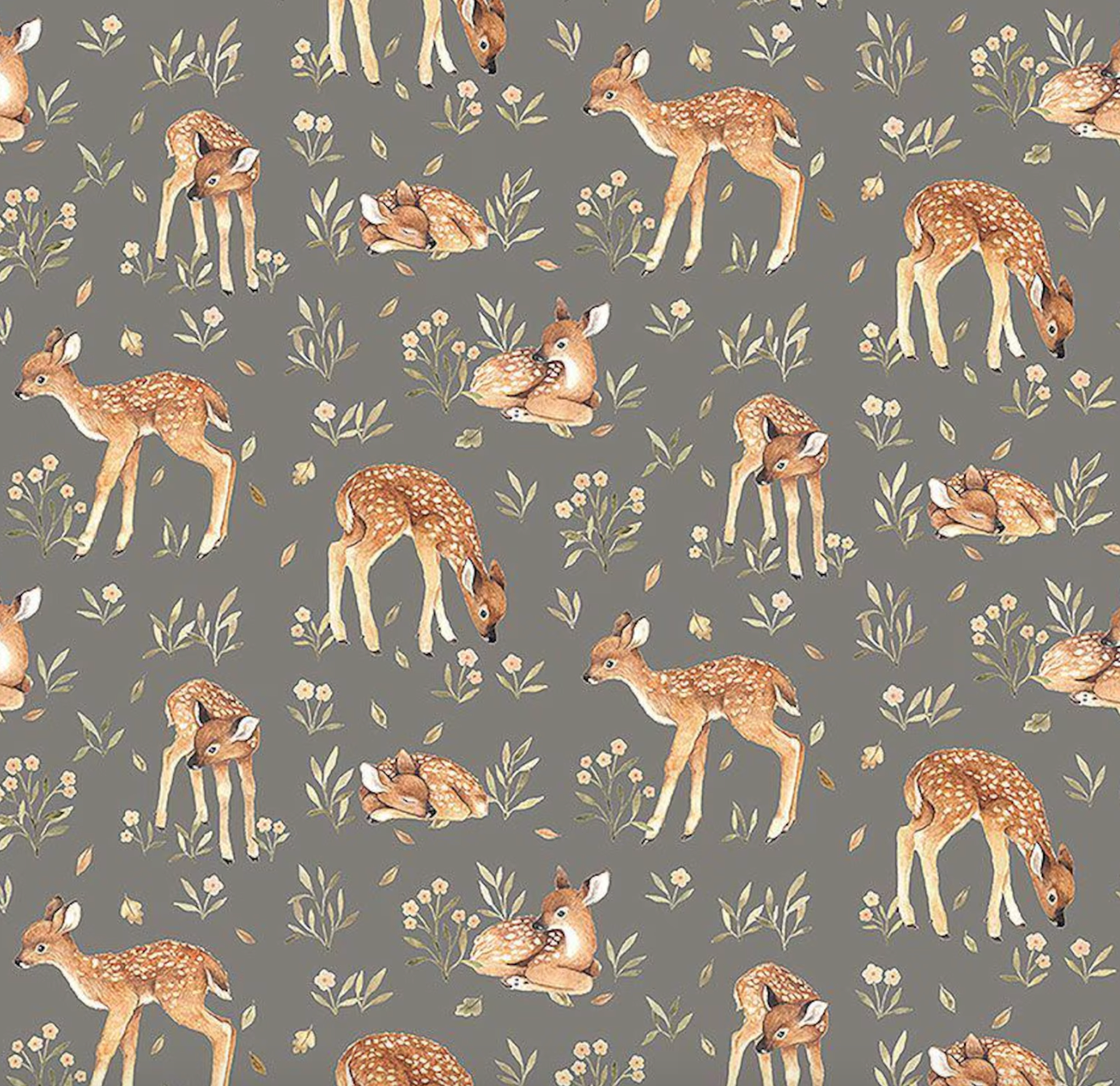 Woodland Fabric Fat Quarter Bundle, Fawns, Mushrooms, Gray Cotton, 4 piece, Dear Stella, Quilting Weight, Cotton