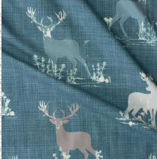 Art Gallery Fabrics Blithe Dear Deer Teal | Woodland Cotton Fabric