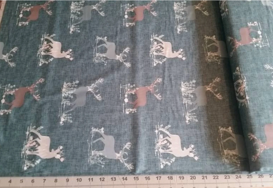 Art Gallery Fabrics Blithe Dear Deer Teal | Woodland Cotton Fabric