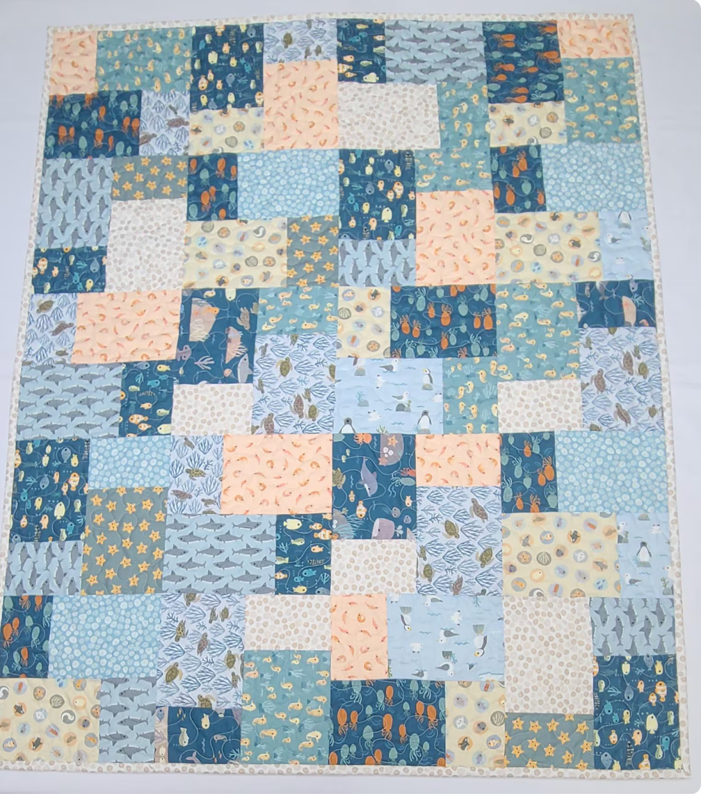 Baby Quilt Kit, Nautical Baby Quilt Kit Toddler Quilt, Gender Neutral Handmade Crib Bedding