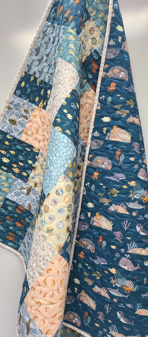 Baby Quilt Kit, Nautical Baby Quilt Kit Toddler Quilt, Gender Neutral Handmade Crib Bedding