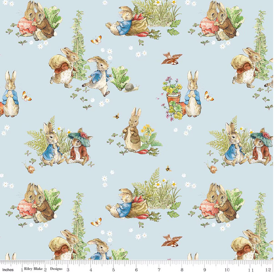 Peter Rabbit & Benjamin Bunny Baby Quilt Kit - Gender Neutral Nursery Decor Fabric