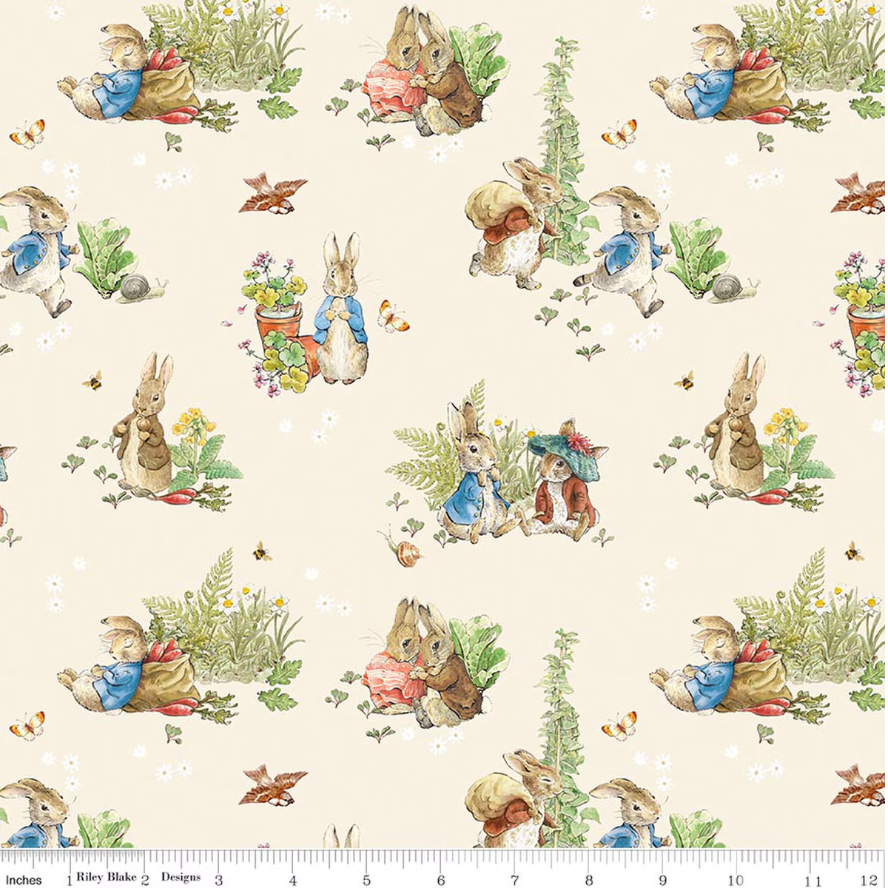 Peter Rabbit & Benjamin Bunny Baby Quilt Kit - Gender Neutral Nursery Decor Fabric
