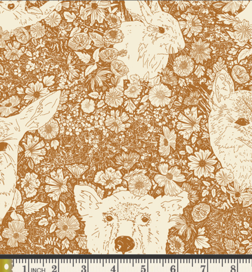 Wandering with Doe Fabric - Art Gallery Fabrics - Rust Woodland Cotton