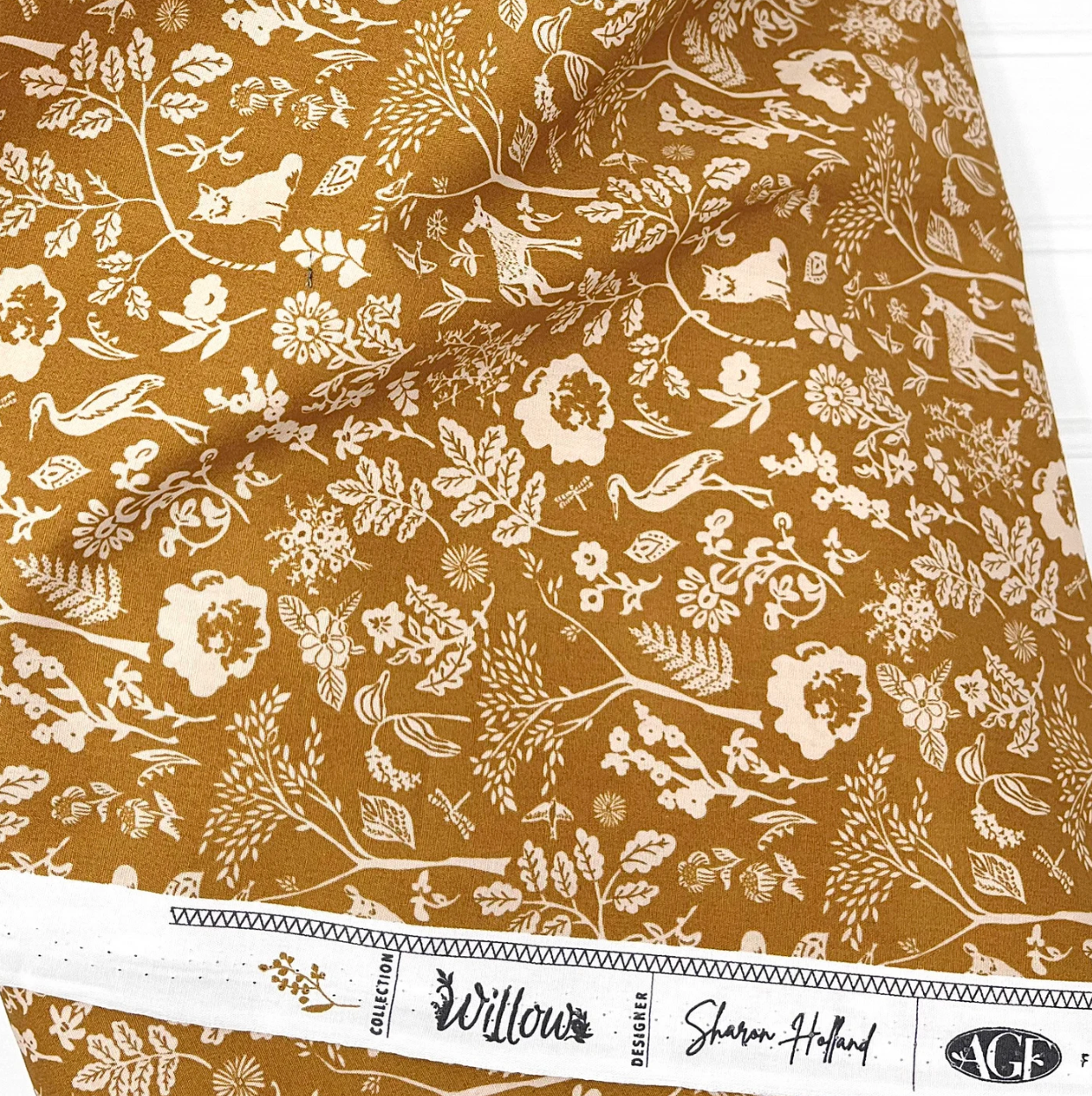 Art Gallery Fabrics Willow Flora and Fauna Treasured Ochre Fabric by the Yard – Sharon Holland