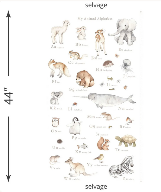 Animal Alphabet Fabric Panel - Nina Stajner ABCs of Love