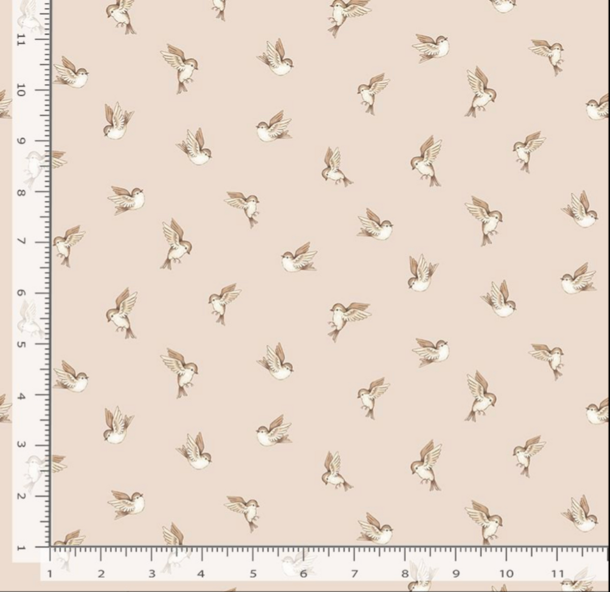 Just Wing It Bird Fabric in Praline - Nina Stajner ABCs of Love