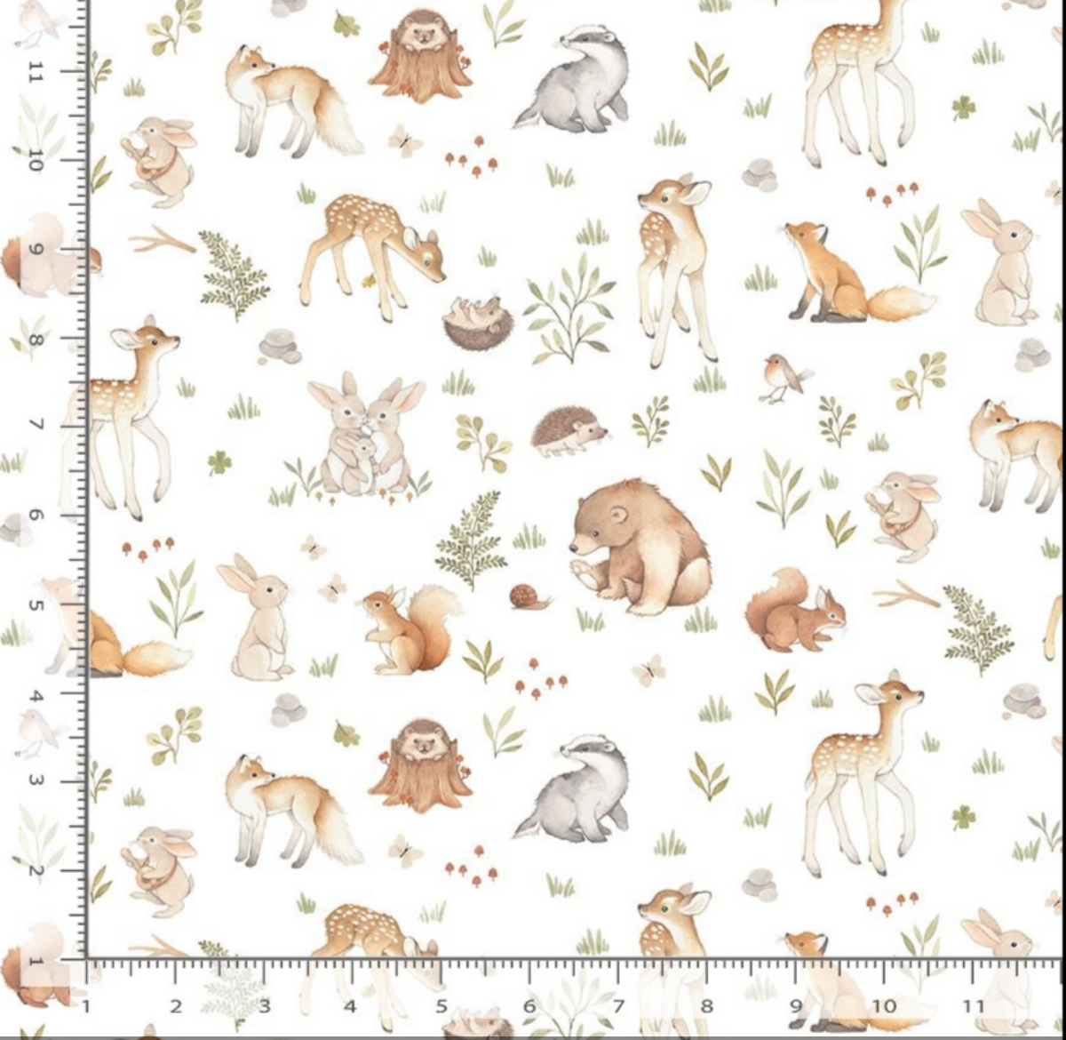 Enchanted Woods Nina Stajner White Cotton Woodland Animal Baby Nursery Fabric