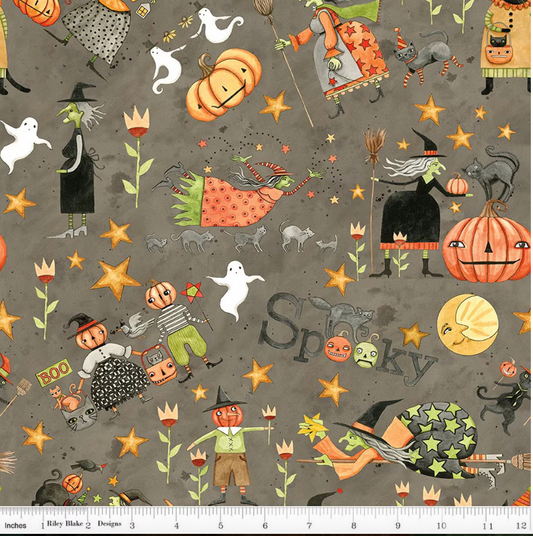 Spooky by Teresa Kogut for Riley Blake Designs - Halloween Cotton Fabric in Gray