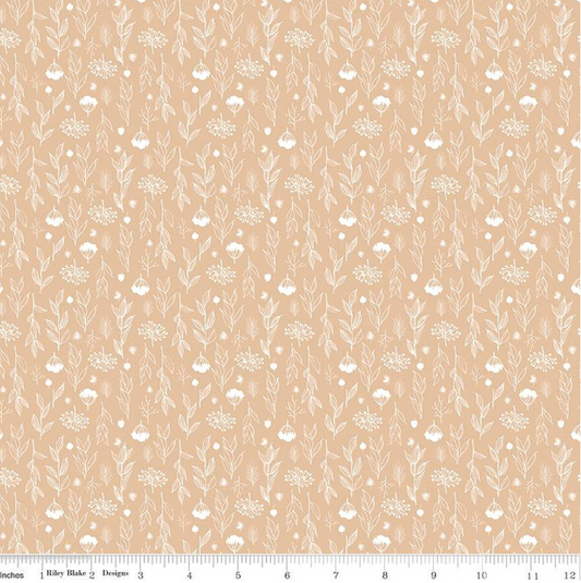 Evening on the Prairie Beige Floral Sprigs Cotton Fabric - Riley Blake Designs