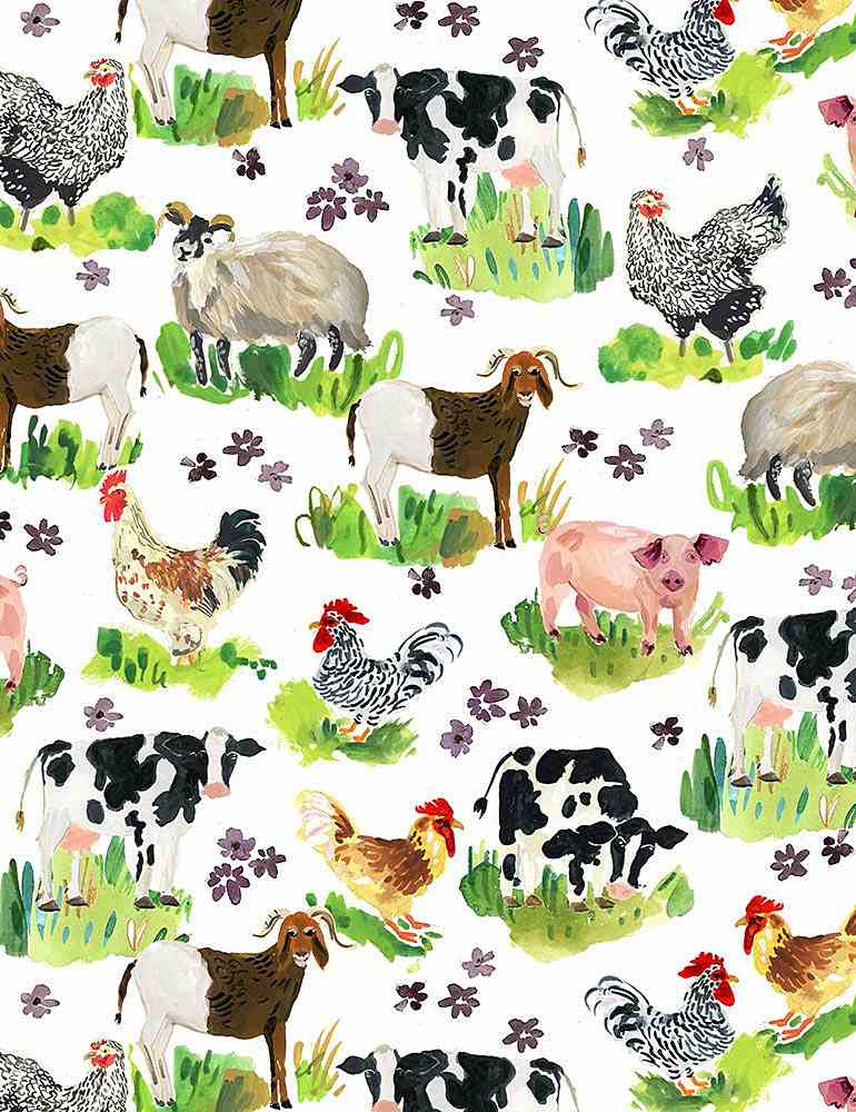 HAY THERE STELLA-DJL2238  WHITE, digital print, quilting cotton