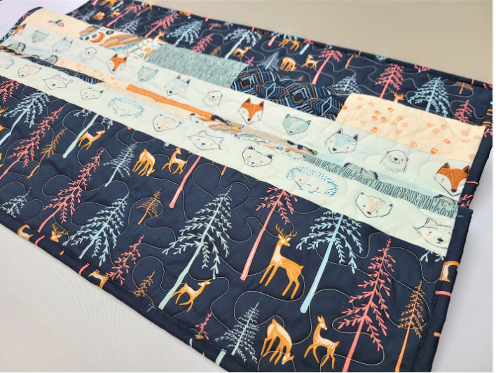 Baby Quilt Kit, Boy, Girl, Homemade, Little Forester, Navy, Blue, Orange, Woodland, Bees, Deer, Owl, Fox