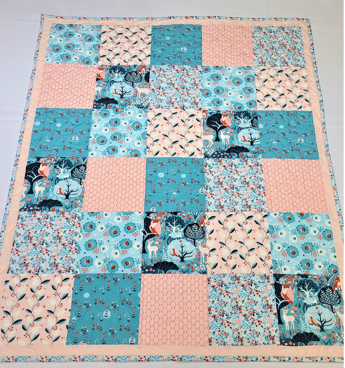 Baby Girl Quilts for sale, Organic Baby Quilt, Handmade, Modern Love, Woodland Crib Bedding