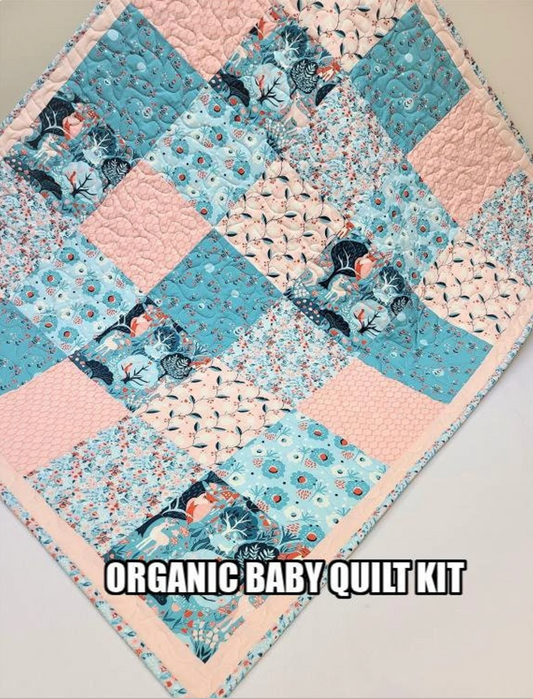 Organic Quilt Kit, Girl, Baby Quilt Kit, Lap, Floral, Modern Love, Do It Yourself, DIY