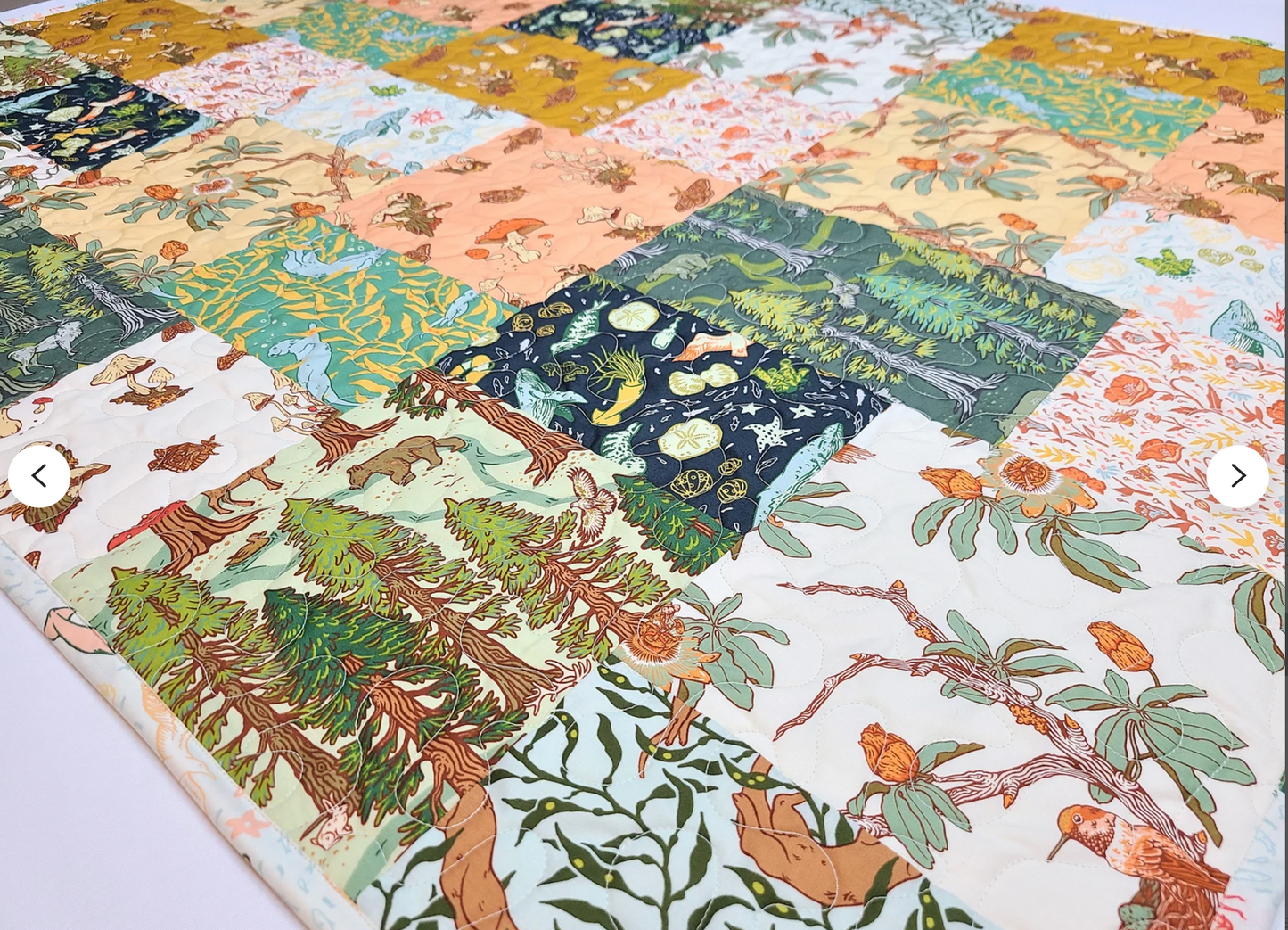 Organic Baby Quilt, Wild Coast, Nautical, Mushrooms, Lap, Floral, Whales, Boy, Girl, Crib, Nursery, Heirloom Quality