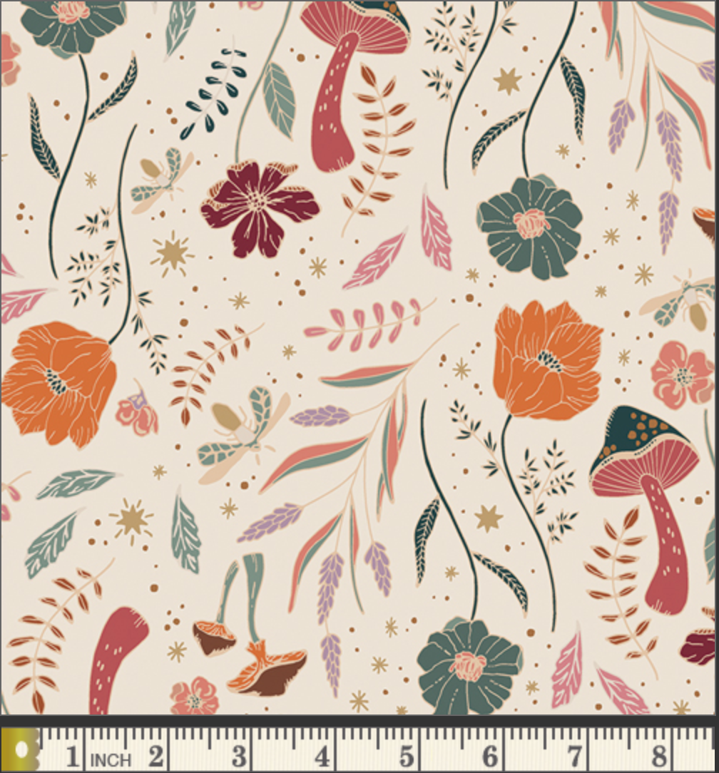 Modern Floral fabric, Wildwood Day Break, Woodland Keeper By the Yard, Art Gallery Fabrics, Quilting, Maureen Cracknell