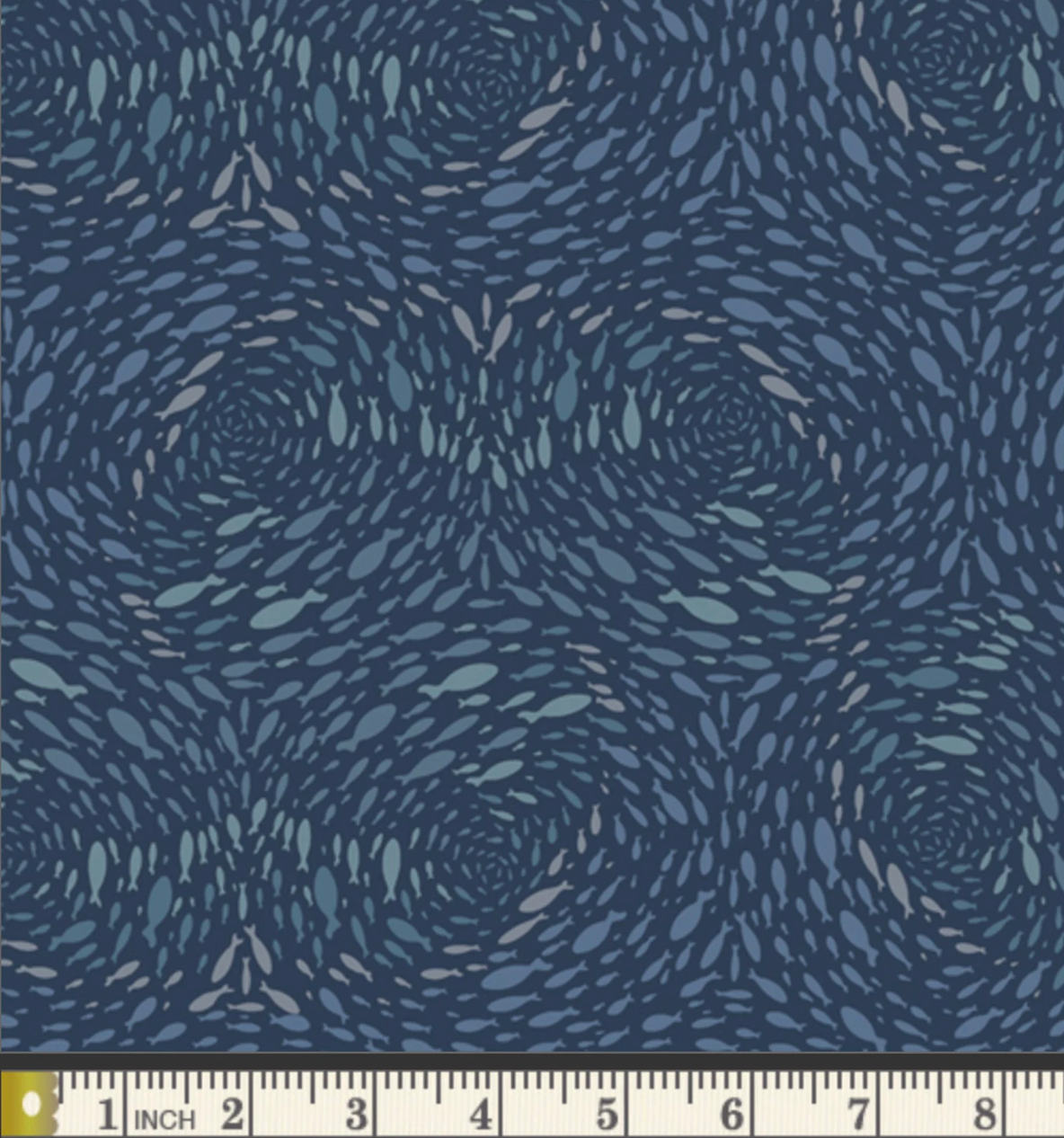 KNIT Blue Fish Fabric, Art Gallery Quilting Fabric, By the Yard, Saltwater Stream Fade, Enchanted Voyage, 4 way stretch