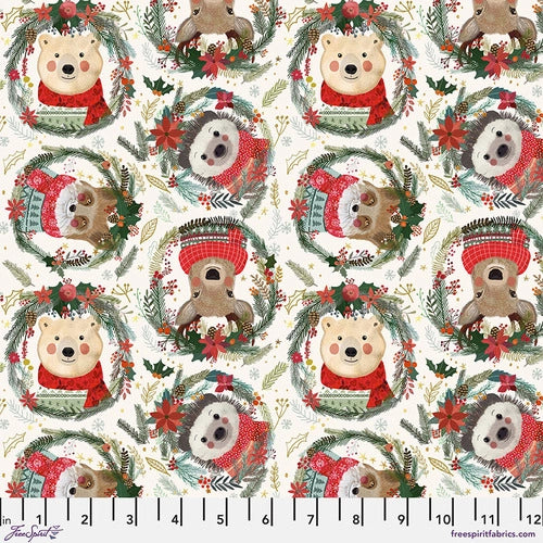 Fuzzy Friends, Christmas Fabric, Christmas Squad by Mia Charro for Free Spirit Fabrics, Novelty Fabric, Quilting Cotton