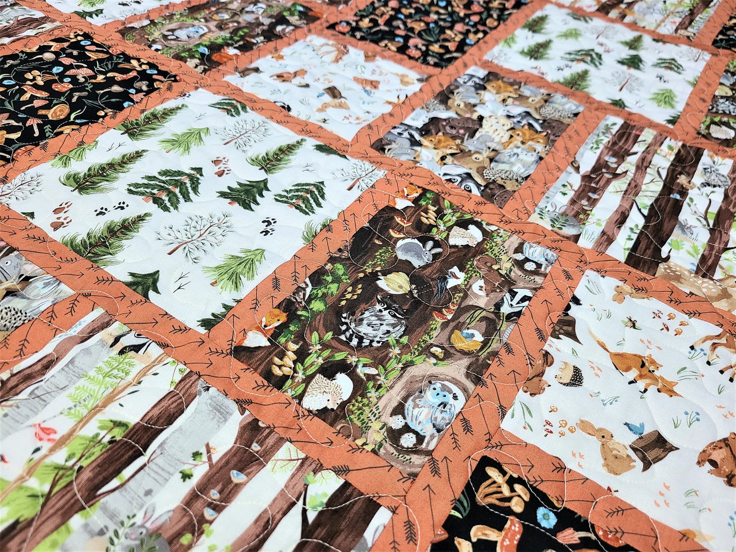 Rustic Woodland Quilt Kit, Toddler, Baby, Boy, Crib, Browns, Animals, New Baby, Forest, Trees, Patchwork