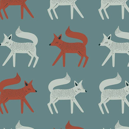 Modern Fox Quilting Fabric, Woodland Fabric By the Yard, Art Gallery, Sneaky Little Foxes, Campsite, Baby Quilt Material