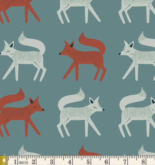 Modern Fox Quilting Fabric, Woodland Fabric By the Yard, Art Gallery, Sneaky Little Foxes, Campsite, Baby Quilt Material