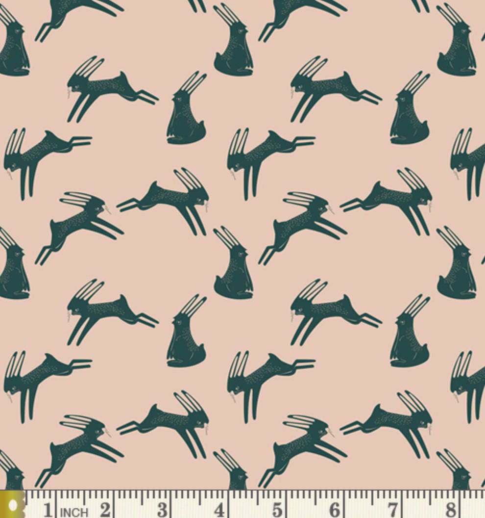 Hopping Hares, Jack Rabbits, Campsite, Art Gallery Fabrics